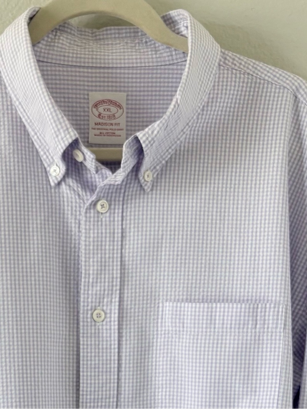 Brooks Brothers Madison Fit Purple Gingham Seersucker Button Down Shirt | XXL